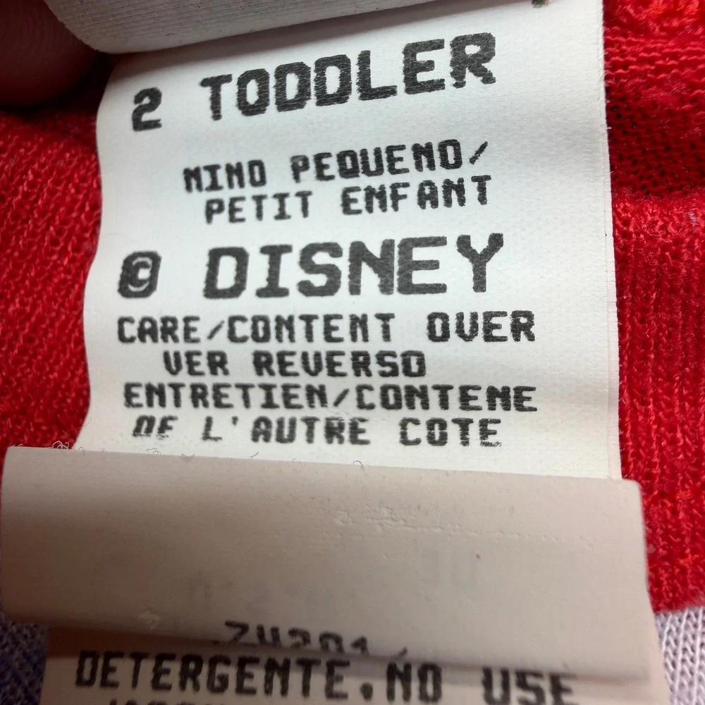 Vintage Disney Mickey Mouse Christmas Pajama Tops Set of 2 Red White Toddler 2T